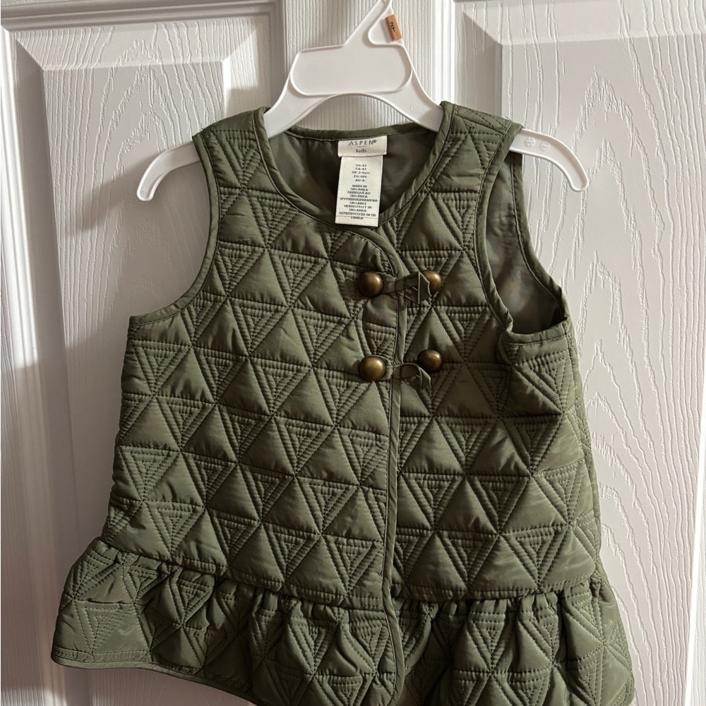 Olive Green Quilted Vest for Kids